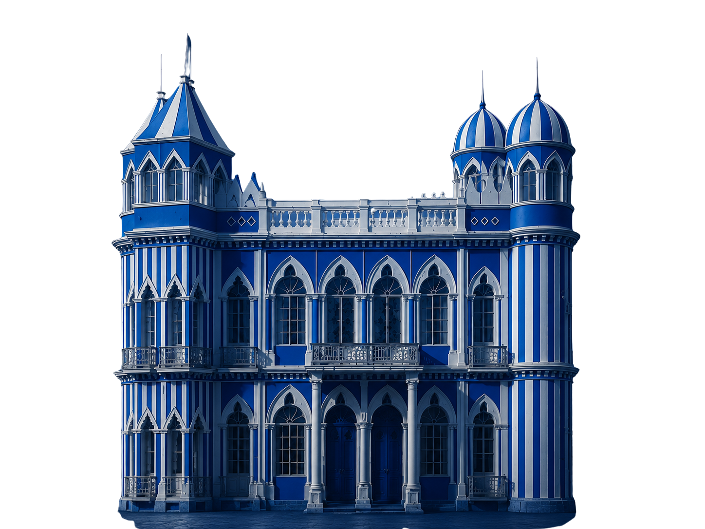 Castillo Azul de Tarija con fachada azul y blanca de inspiraci&oacute;n neog&oacute;tica